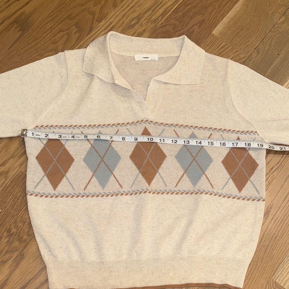 FOUND Anthropologie Argyle Patterned Sweater - image 5